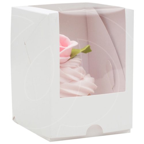 Коробка на 1 капкейк с окном белая 9,5х9,5х12,5 см КУ-042; 9923115